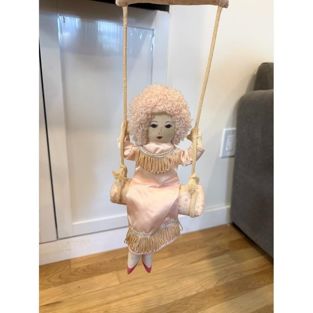 Vintage Russ Berrie Swinging Trampeze Yarn Hair Plush Doll Hanging Room Decor
